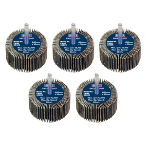 Sealey FW6030ASS 60 x 30mm Abrasive Flap Wheel on 6mm Shaft Assorted Grit - Pack of 5
