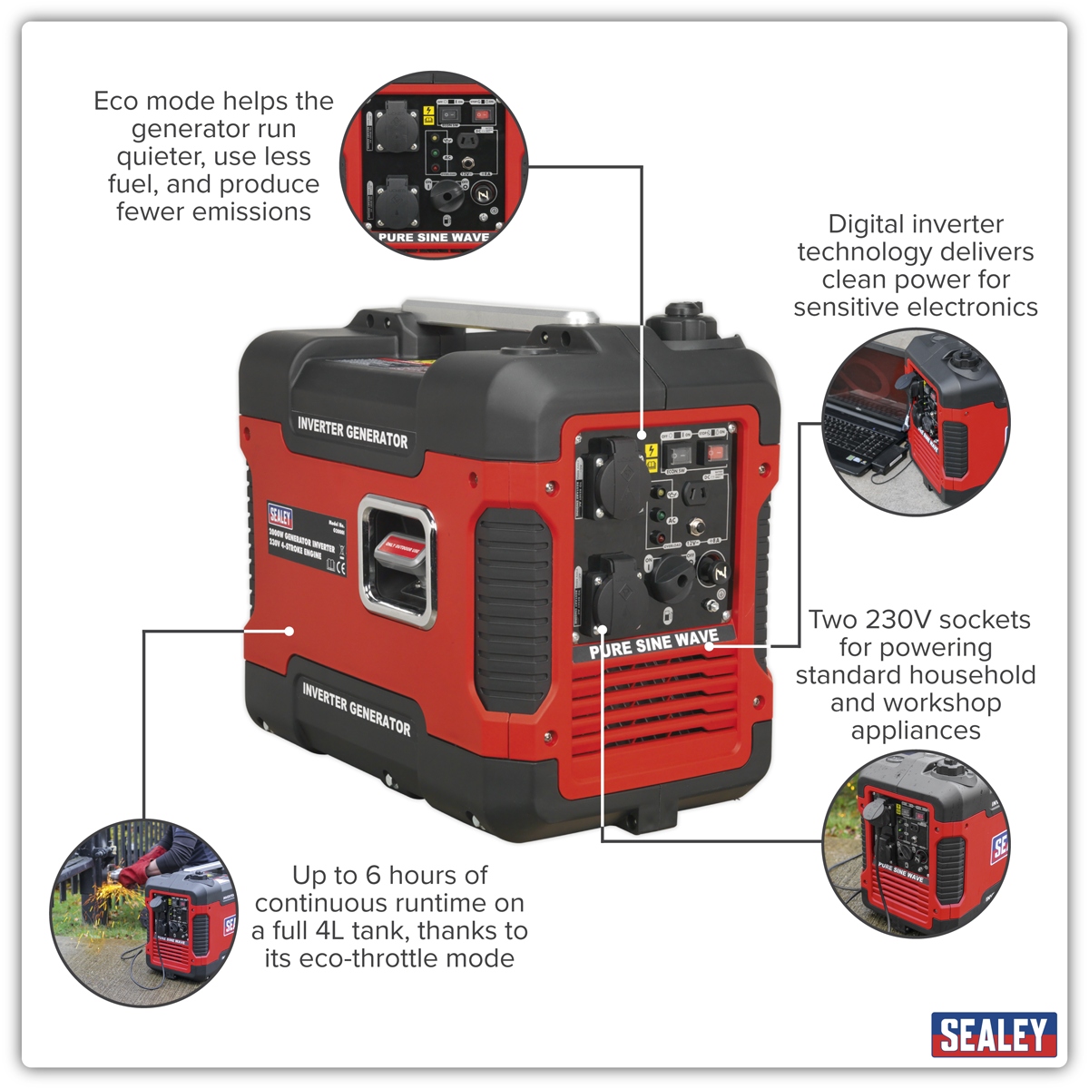 Sealey G2000I 2000W Inverter Generator 4-Stroke Engine 230V - additional view 15