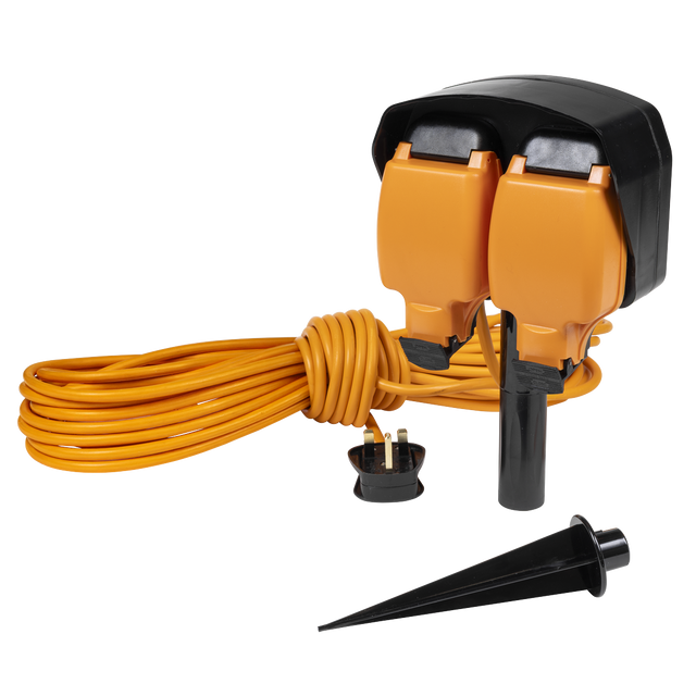 Sealey GCR15S 15m Weatherproof Extension Lead & Ground Spike 2 x 230V