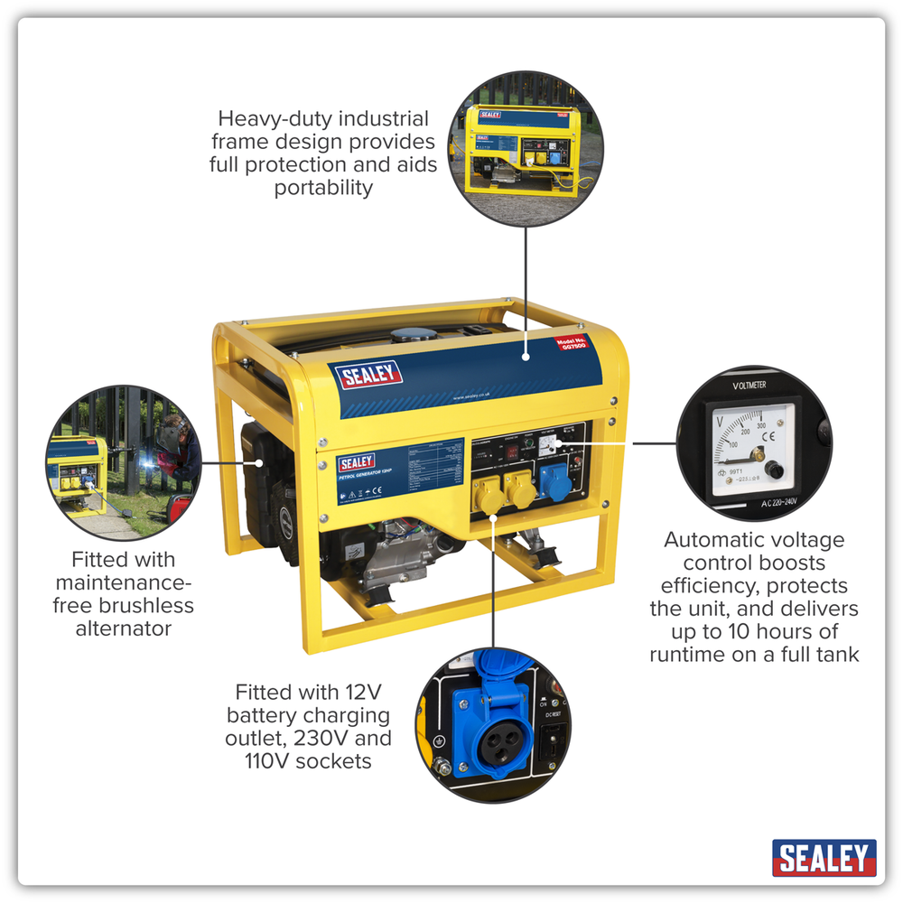 Sealey GG7500 6000W Generator 13hp 4-Stroke Engine 110/230V - additional view 5