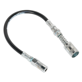 Sealey GGSF300 Flexible Rubber Grease Gun Delivery Hose with 4-Jaw Connector & Quick Release Coupling 300mm