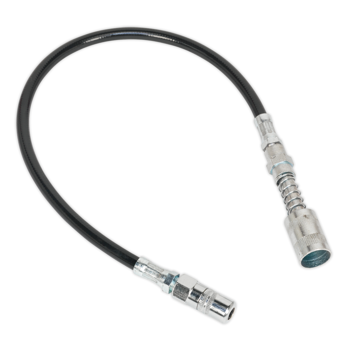 Sealey GGSF450 Flexible Rubber Grease Gun Delivery Hose with 4-Jaw Connector & Quick Release Coupling 450mm