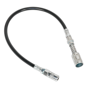 Sealey GGSF450 Flexible Rubber Grease Gun Delivery Hose with 4-Jaw Connector & Quick Release Coupling 450mm