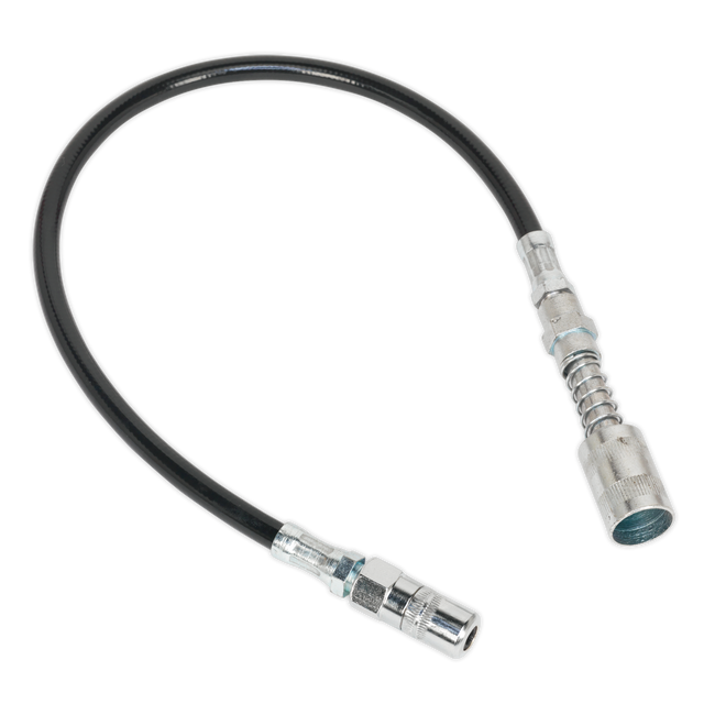 Sealey GGSF450 Flexible Rubber Grease Gun Delivery Hose with 4-Jaw Connector & Quick Release Coupling 450mm