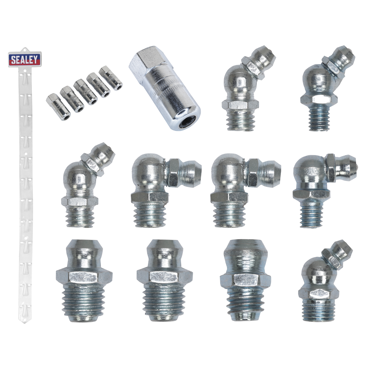 Sealey GNCSET Clip Strip Deal - Grease Nipples & Connectors