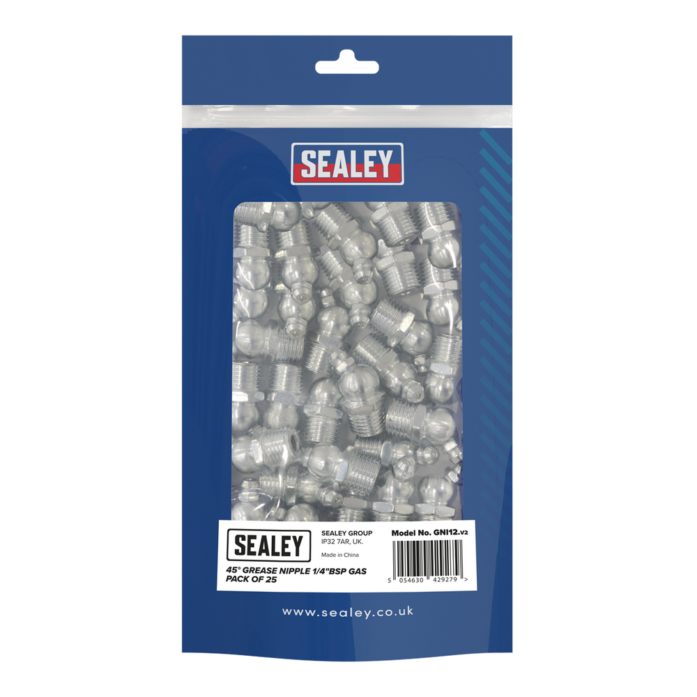 Sealey GNI12 45° Grease Nipple 1/4"BSP Gas - Pack of 25 - additional view 2