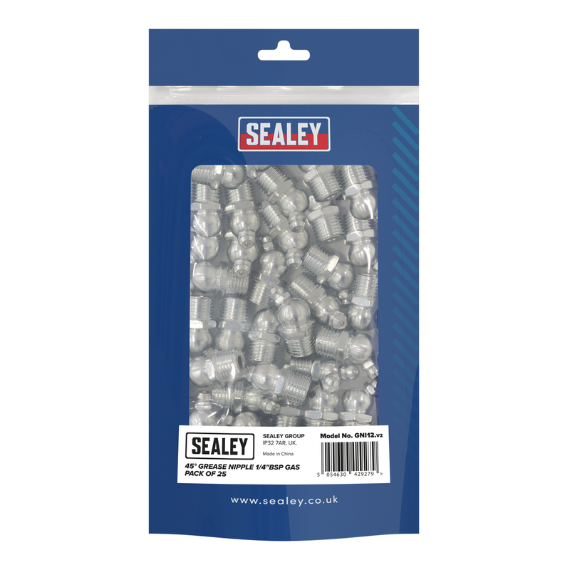 Sealey GNI12 45° Grease Nipple 1/4"BSP Gas - Pack of 25 - additional view 2
