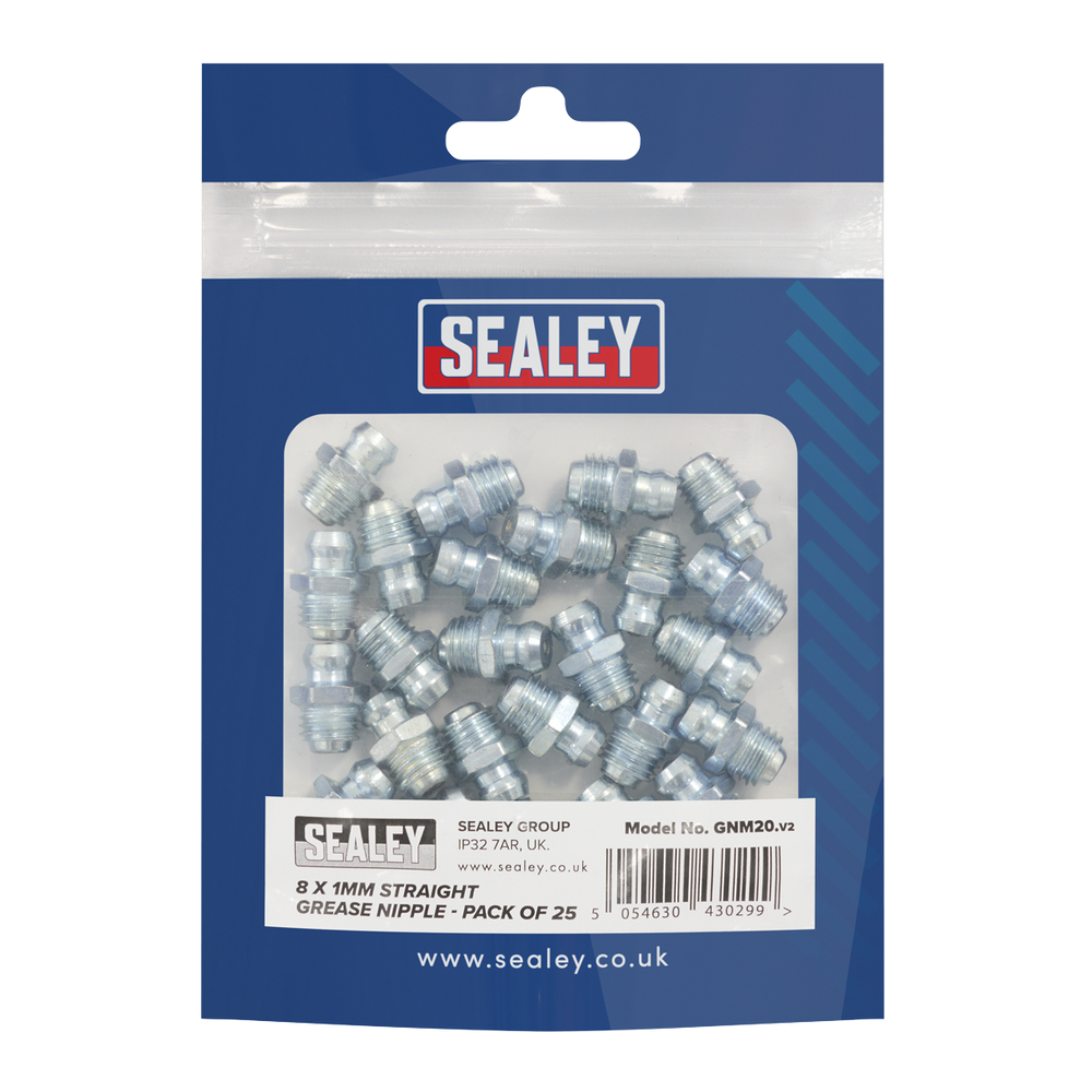 Sealey GNM20 Straight Grease Nipple 8 x 1mm - Pack of 25 - additional view 2