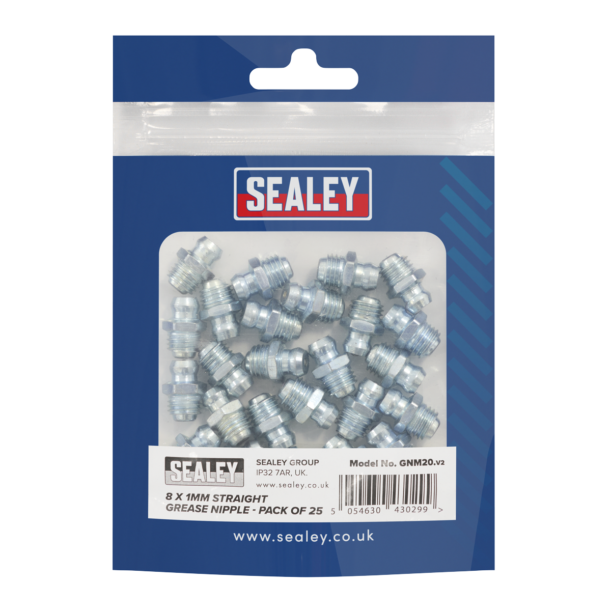 Sealey GNM20 Straight Grease Nipple 8 x 1mm - Pack of 25 - additional view 2