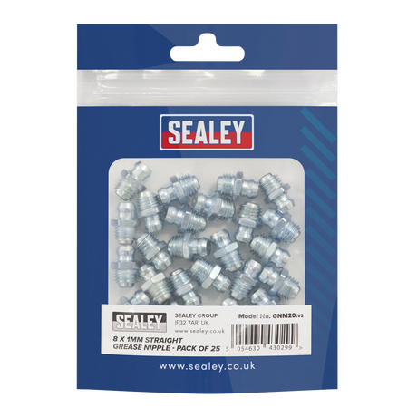 Sealey GNM20 Straight Grease Nipple 8 x 1mm - Pack of 25 - additional view 2