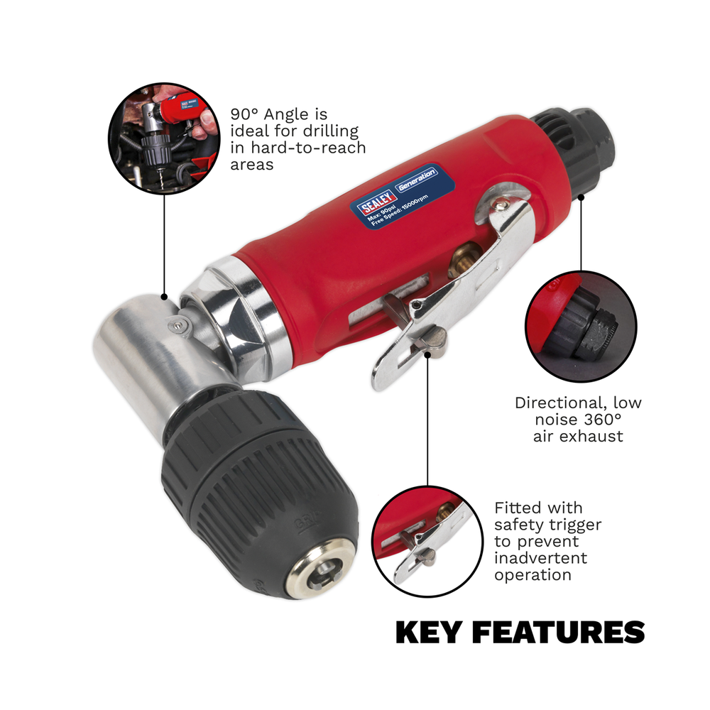 Sealey GSA231 Generation Air Angle Drill with Keyless Chuck 10mm - additional view 6