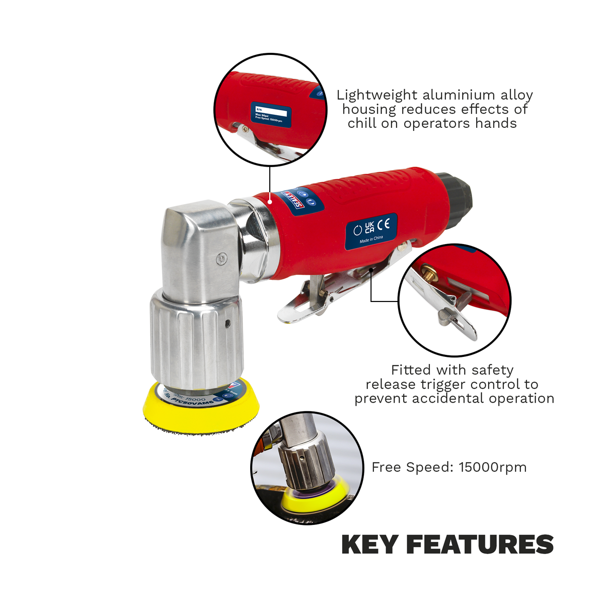 Sealey GSA70 Generation Air Orbital Sander 50mm - additional view 2
