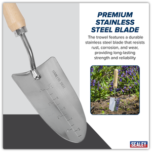 Sealey GTWH003 Premier Hand Trowel Hand Trowel with Ash Handle & Stainless Steel Blade - additional view 10