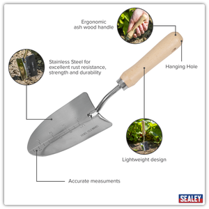 Sealey GTWH003 Premier Hand Trowel Hand Trowel with Ash Handle & Stainless Steel Blade - additional view 9