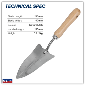 Sealey GTWH004 Premier Slim Head Trowel with Ash Handle & Stainless Steel Blade - additional view 4