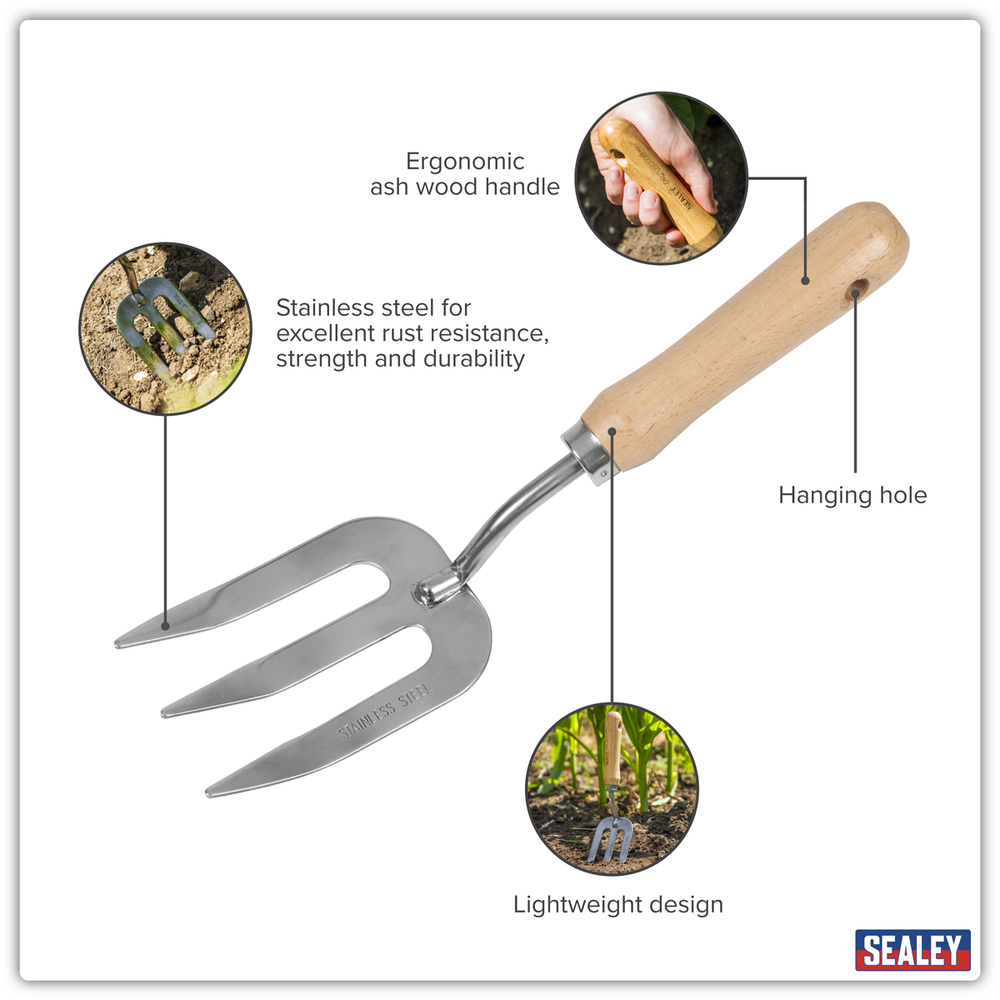 Sealey GTWH007 Premier Garden Hand Fork with Ash Handle & Stainless Steel Tines - additional view 7