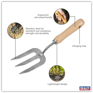 Sealey GTWH007 Premier Garden Hand Fork with Ash Handle & Stainless Steel Tines - additional view 7