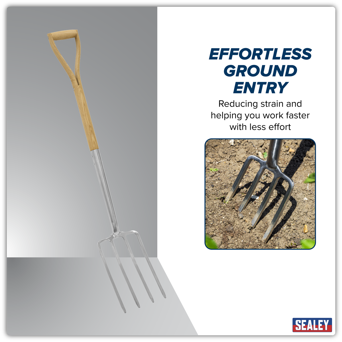 Sealey GTWH016 Premier Digging Fork with Ash Handle & Stainless Steel Tines - additional view 8