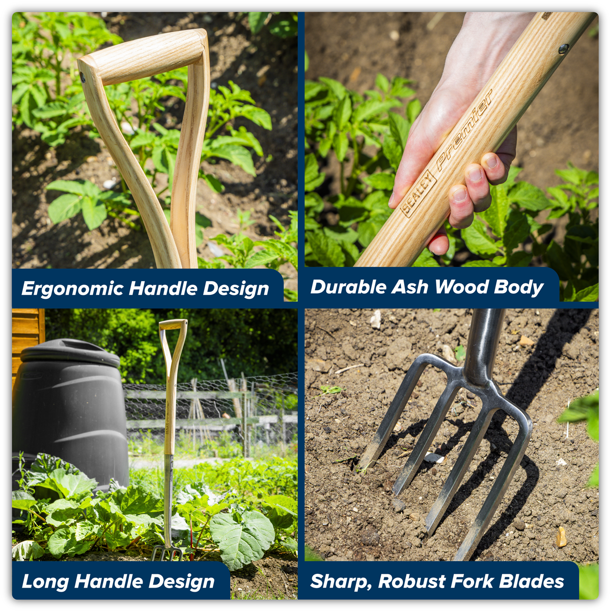 Sealey GTWH016 Premier Digging Fork with Ash Handle & Stainless Steel Tines - additional view 11