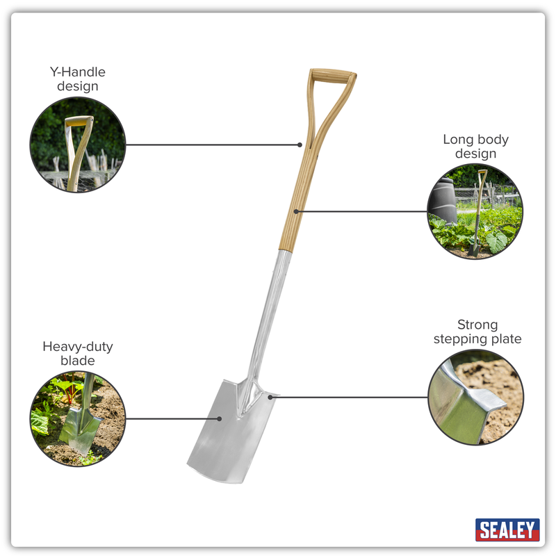Sealey GTWH017 Premier Border Spade with Ash Y Handle & Stainless Steel Blade - additional view 8