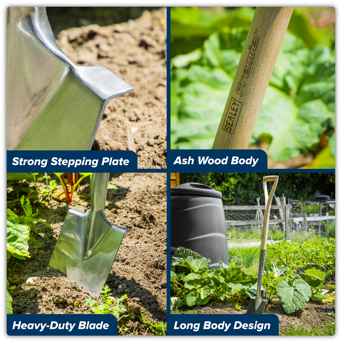 Sealey GTWH017 Premier Border Spade with Ash Y Handle & Stainless Steel Blade - additional view 10