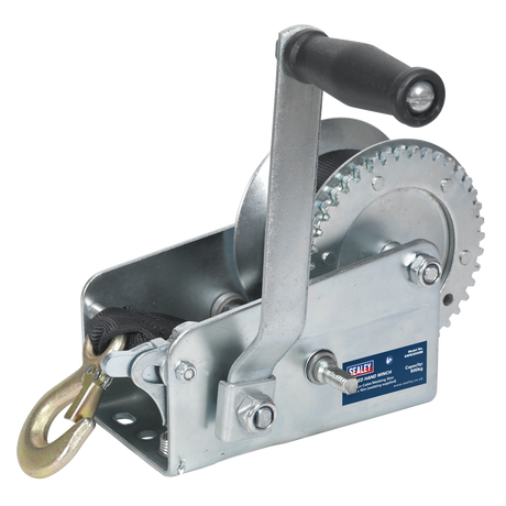 Sealey GWW2000M Geared Hand Winch with Webbing Strap 900kg Capacity