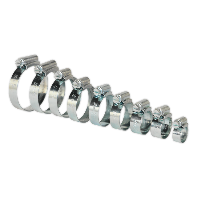 Sealey HCJ85A HI-GRIP® Zinc Plated Hose Clip Assortment 9.5-55mm 85pc