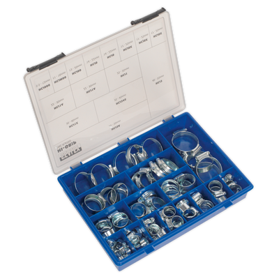 Sealey HCJ85AC HI-GRIP® Zinc Plated Hose Clip Assortment 9.5-55mm 81pc