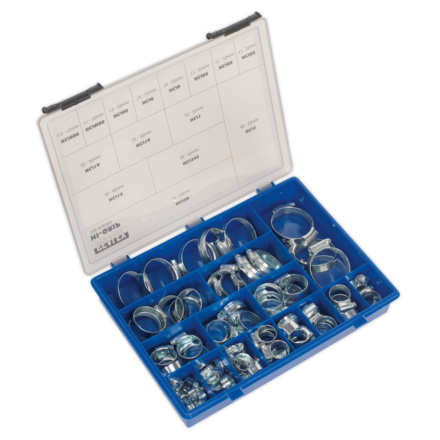 Sealey HCJ85AC HI-GRIP® Zinc Plated Hose Clip Assortment 9.5-55mm 81pc