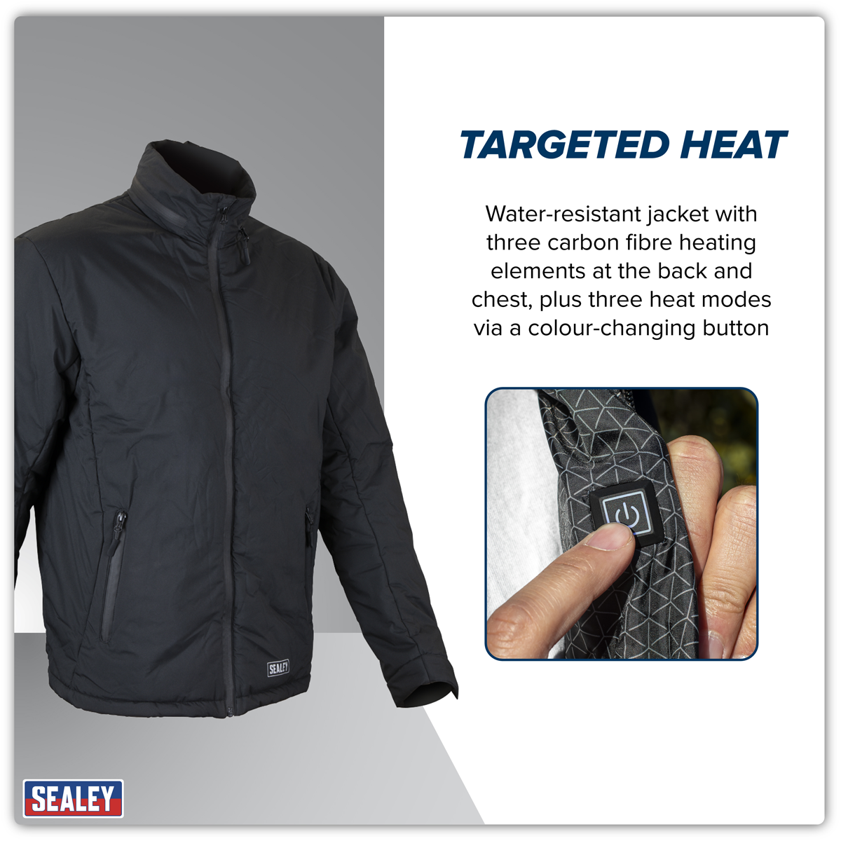 Sealey HJ02KIT 5V Heated Rain Jacket with Power Bank - Medium - additional view 2
