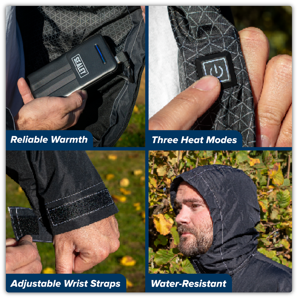 Sealey HJ06KIT 5V Heated Rain Jacket with Power Bank 20Ah - Medium - additional view 16