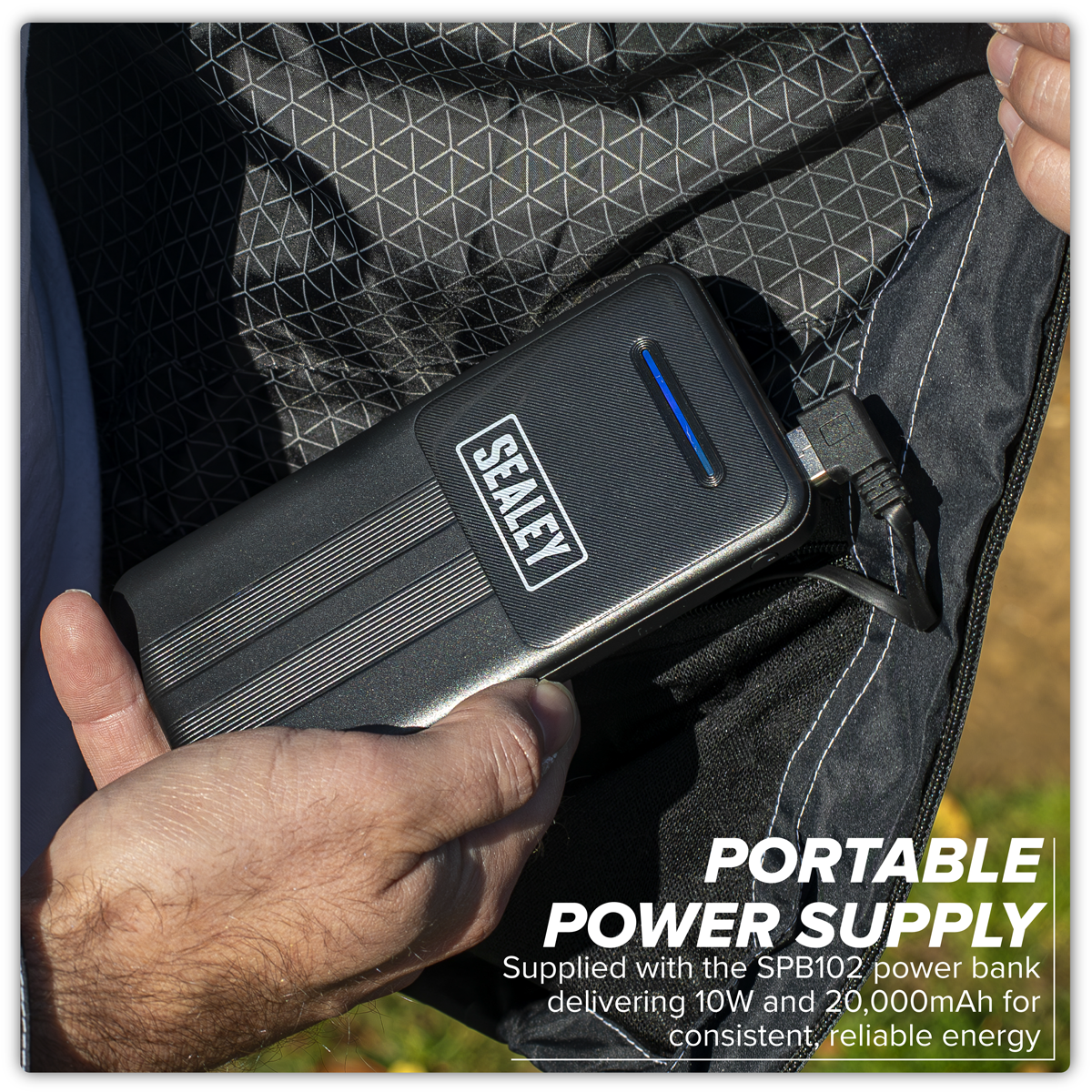Sealey HJ07KIT 5V Heated Rain Jacket with Power Bank 20Ah - Large - additional view 9