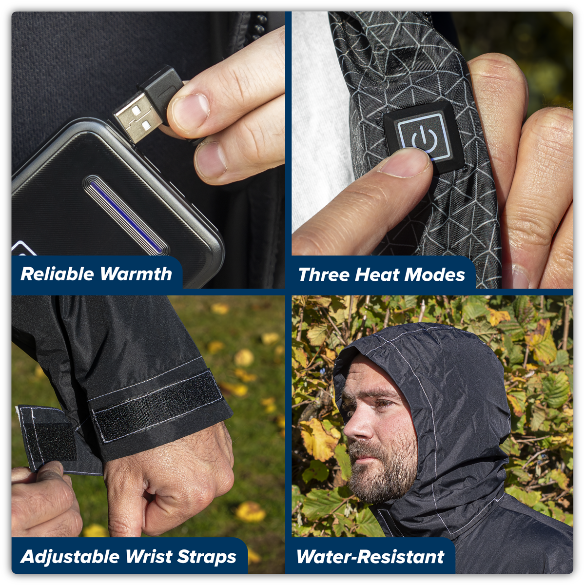 Sealey HJ07KIT 5V Heated Rain Jacket with Power Bank 20Ah - Large - additional view 6