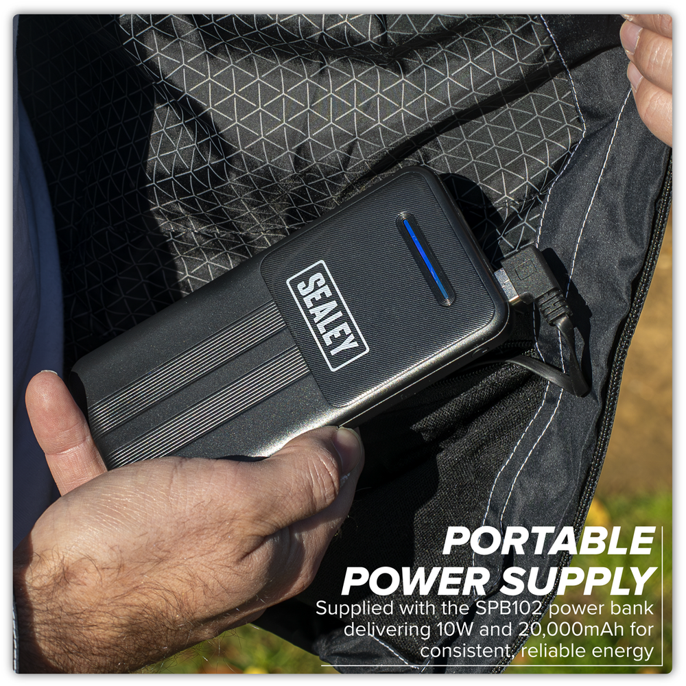 Sealey HJ08KIT 5V Heated Rain Jacket with Power Bank 20Ah - X-Large - additional view 10
