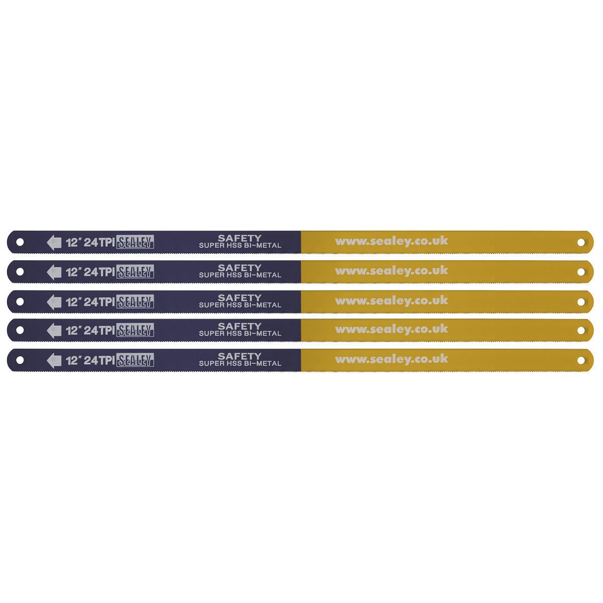 Sealey HSB0524 HSS Bi-Metal Hacksaw Blade 24tpi 300mm - Pack of 5 - additional view 2