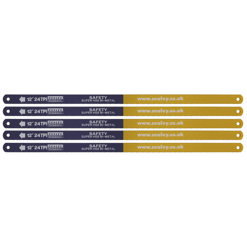 Sealey HSB0524 HSS Bi-Metal Hacksaw Blade 24tpi 300mm - Pack of 5 - additional view 2
