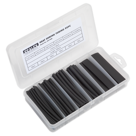Sealey HST100B Heat Shrink Tubing Assortment 100mm 95pc - Black