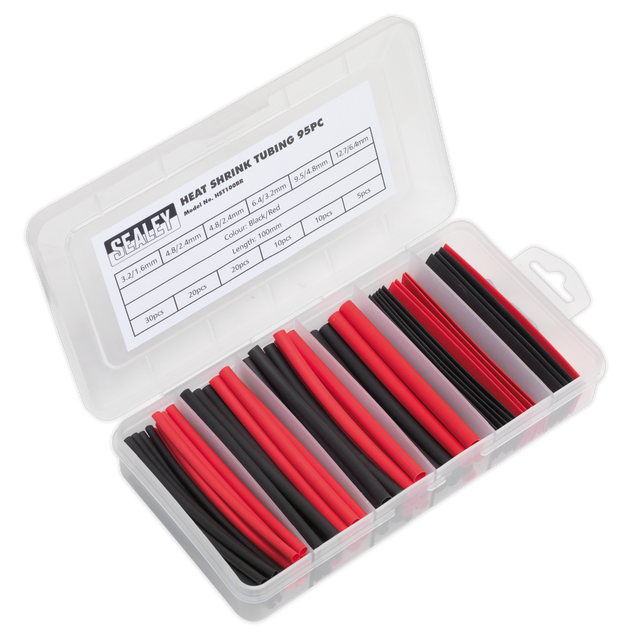 Sealey HST100BR Heat Shrink Tubing Assortment 100mm 95pc - Black & Red