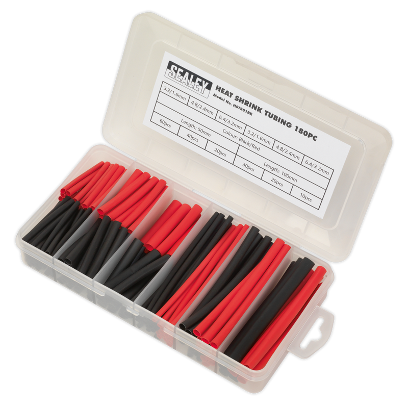 Sealey HST501BR Heat Shrink Tubing Assortment 50 & 100mm 180pc - Black & Red - additional view 3
