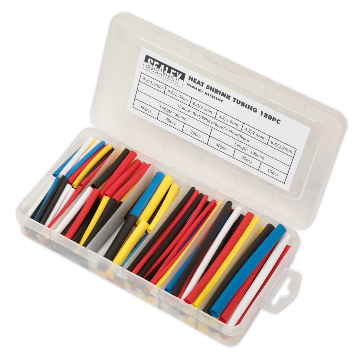 Sealey HST501MC Heat Shrink Tubing Assortment 50 & 100mm 180pc - Mixed Colours - additional view 2