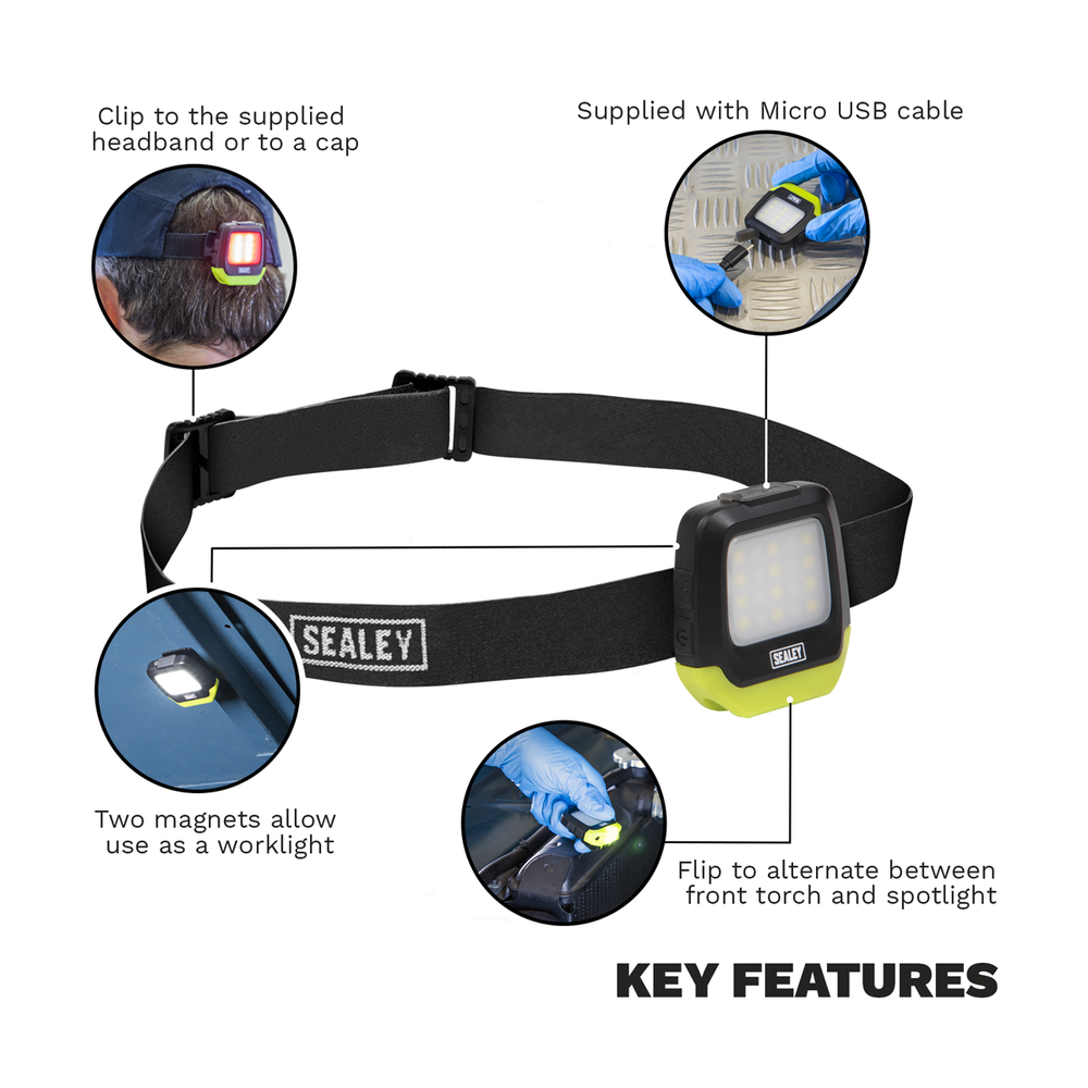 Sealey HT02LED Rechargeable Clip Light with Auto-Sensor 2W & 1.5W SMD LED - additional view 12