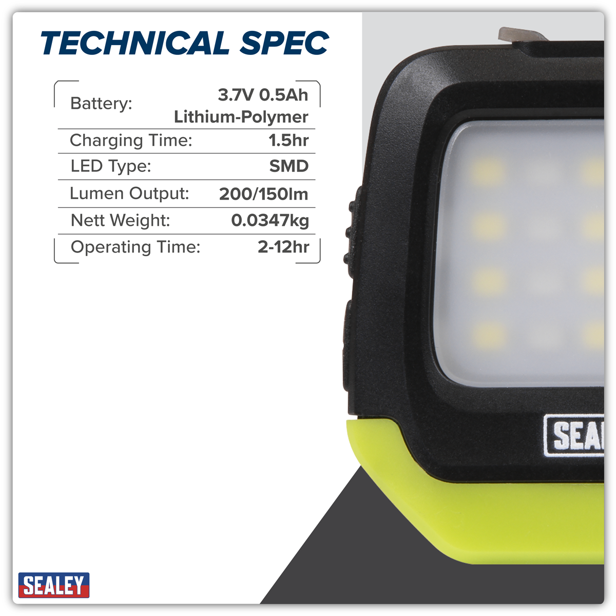 Sealey HT02LED Rechargeable Clip Light with Auto-Sensor 2W & 1.5W SMD LED - additional view 3