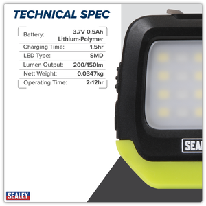 Sealey HT02LED Rechargeable Clip Light with Auto-Sensor 2W & 1.5W SMD LED - additional view 3