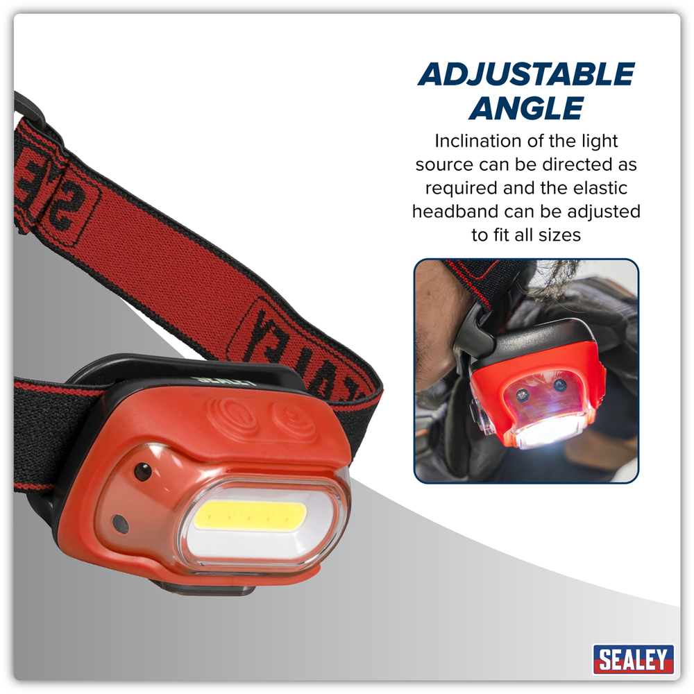 Sealey HT08RR Rechargeable Head Torch with Auto-Sensor 8W COB LED - Red - additional view 11