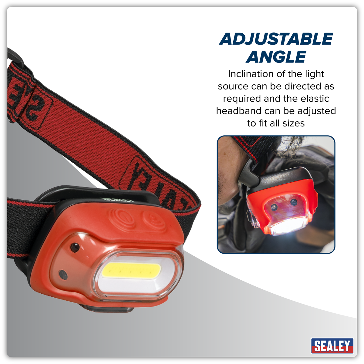 Sealey HT08RR Rechargeable Head Torch with Auto-Sensor 8W COB LED - Red - additional view 11