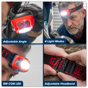 Sealey HT08RR Rechargeable Head Torch with Auto-Sensor 8W COB LED - Red - additional view 14