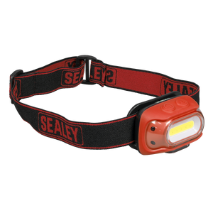 Sealey HT08RR Rechargeable Head Torch with Auto-Sensor 8W COB LED - Red