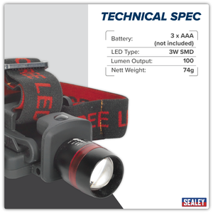Sealey HT103LED Head & Hat Torch 3W SMD LED - additional view 14