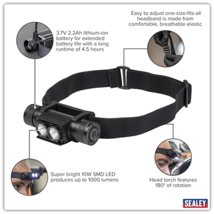 Sealey HT110R Rechargeable Head Torch 10W SMD LED - additional view 4