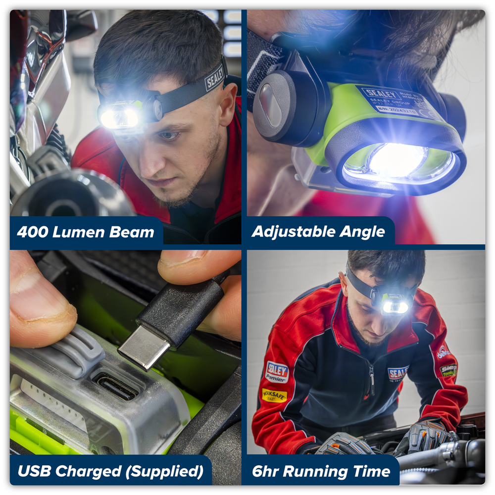 Sealey HT400LED Rechargeable Head Torch with Auto-Sensor 5W & 3W COB LED - additional view 11